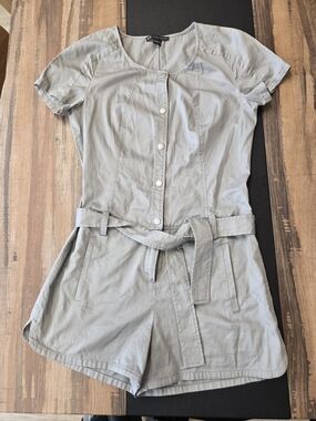 Armani Exchange Light Gray Button-Front Romper